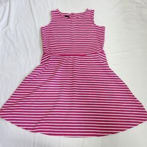 Talbots fit and flare dress pink white striped ponte knit Barbie Barbiecore 1X